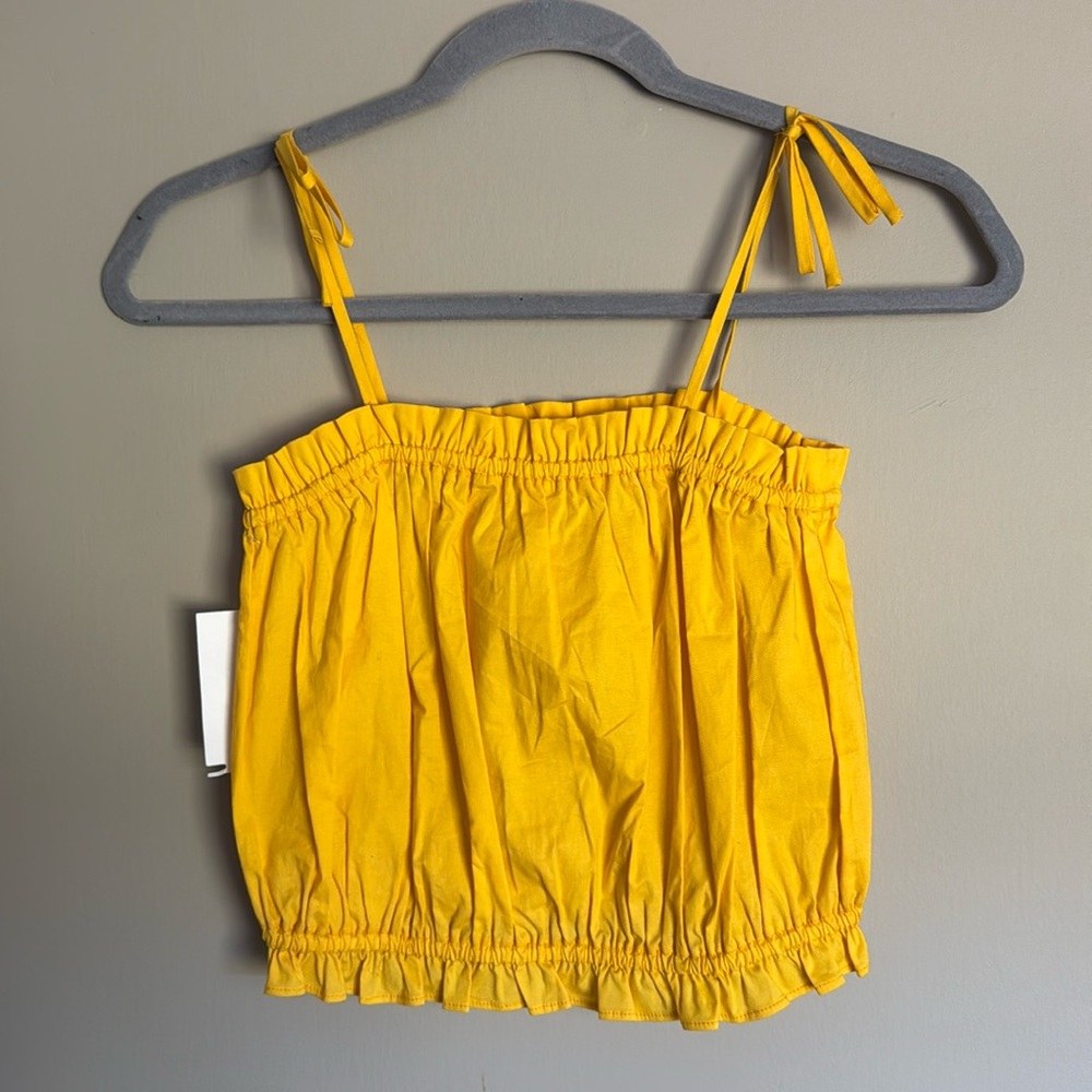 NWT- Walking on Sunshine girls yellow tank top- size large